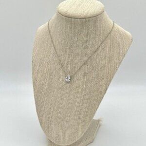 Kenneth Jay Lane CZ Teardrop Necklace Silver Tone Clear Cubic Zirconia Pendant